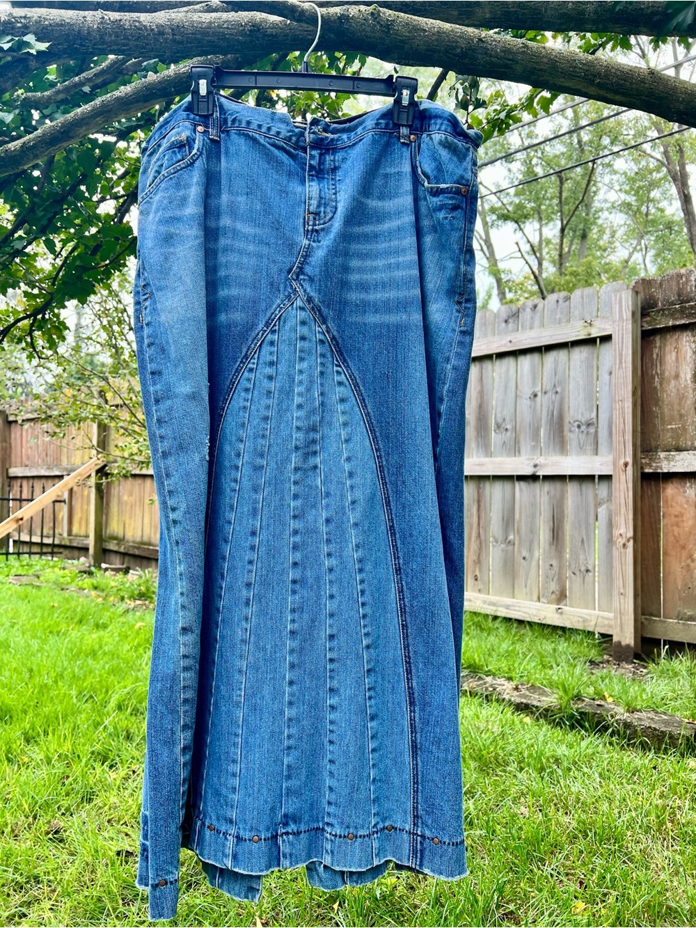 Old Navy Special Edition Vintage 2006 Denim Maxi Skirt Plus Size 18 Rear Slit